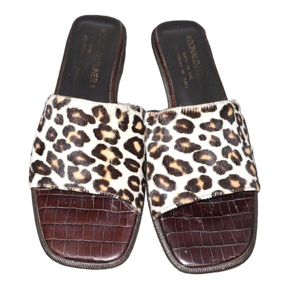 Donald Pliner Leopard Print Calf Hair Leather Slide Sandals Size‎ 7 - Picture 1 of 7